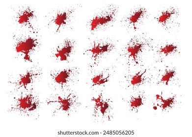 Paint set of splatter isolated red blood template