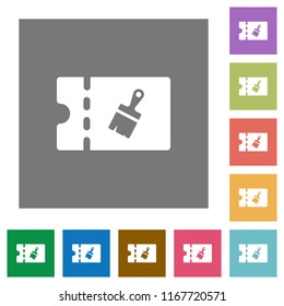 Paint shop discount coupon flat icons on simple color square backgrounds