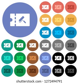 Paint shop discount coupon multi colored flat icons on round backgrounds. Included white, light and dark icon variations for hover and active status effects, and bonus shades.