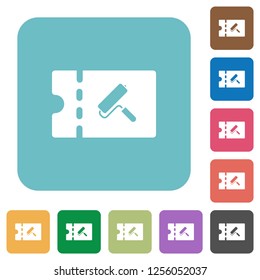 Paint shop discount coupon white flat icons on color rounded square backgrounds