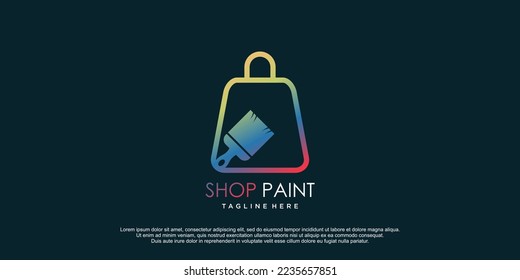 Paint shop logo with creative unique design vector icon illustration