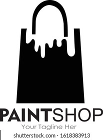 paint shop logo design concept vector illustration. paint shop icon silhouette.