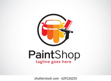 Paint Shop Logo Template Design Vector, Emblem, Design Concept, Creative Symbol, Icon