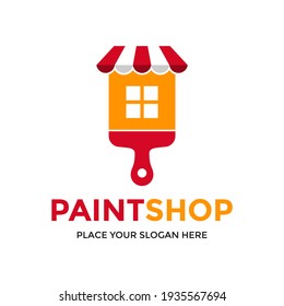 Paint shop vector logo template. This design use brush symbol. Suitable for house or home art.