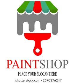 Paint shop vector logo template. This design use brush symbol. Suitable for building