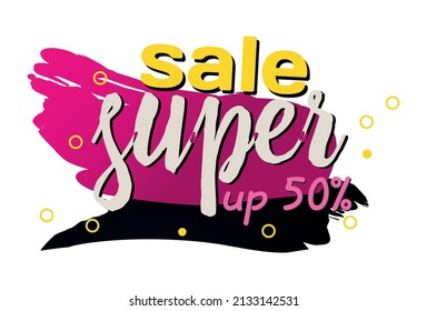 Paint smear web banner, business card template SUPER 50 percent OFF - Vector illustration
