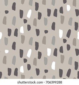 Paint soft pastel brushstrokes gray and brown seamless vector pattern. Acrylic brush natural color smears artistic background.