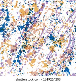 Paint spatters seamless pattern. Multicolor paint spray texture