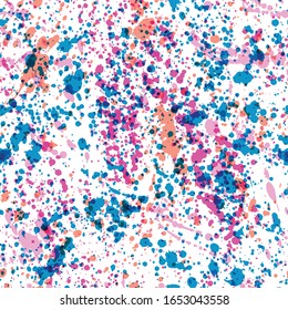 Paint spatters seamless pattern. Multicolor paint spray texture