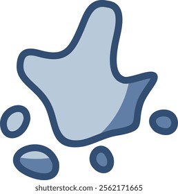 paint spill icon, transparent background. replaceable blue color design