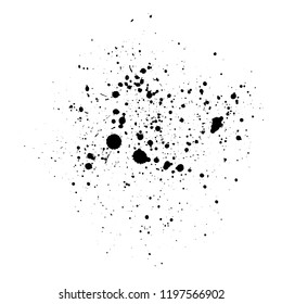 Paint splash background. Black watercolor spray. Abstract grunge ink texture isolated on white. Vector illustration
