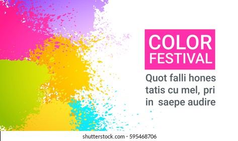 Paint Splash Color Festival Happy Holi India Holiday Traditional Celebration Greeting Cart Flat Vector Illustration