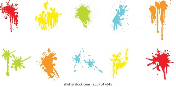 Paint splash colorful collection. Paint splatter illustration. Artistic ink splash