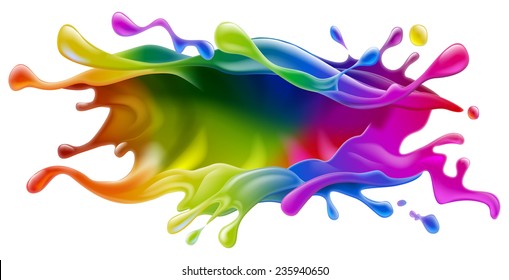 A Paint Splash Colorful Rainbow Paint Or Ink Design