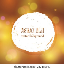 Paint splash frame for text on abstract bokeh background, vector