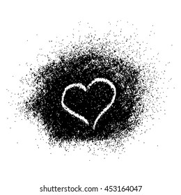  Paint splash with heart on white background. Vector illustration.