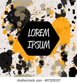 Paint splash seamless pattern colorful with banner yellow, black, beige