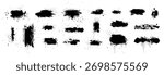 Paint splash splatter ink brush blobs set. Grunge vector black spray stains. Watercolor texture background. blot and drip drops. Dirty liquid spots, rough dust, grain pattern. Graffiti abstract art bg