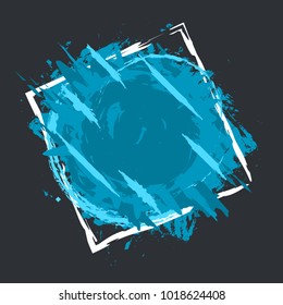 Paint splash. Vector abstract background with ink brush strokes and geometrical figure . Grunge border. Vector colorful paint splashes. Grunge frame with space for your text