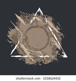 Paint splash. Vector abstract background with ink brush strokes and geometrical figure . Grunge border. Vector colorful paint splashes. Grunge frame with space for your text.