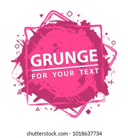 Paint splash. Vector abstract background with ink brush strokes and geometrical figure . Grunge border. Vector colorful paint splashes. Grunge frame with space for your text.