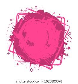 Paint splash. Vector abstract background with ink brush strokes and geometrical shapes. Grunge border. Vector colorful paint splashes. Grunge frame with space for text.