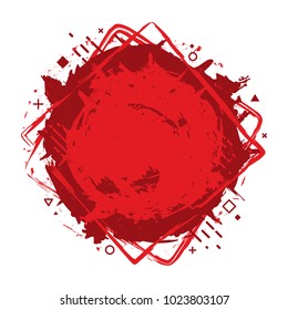 Paint splash. Vector abstract background with ink brush strokes and geometrical shapes. Grunge border. Vector colorful paint splashes. Grunge frame with space for text.