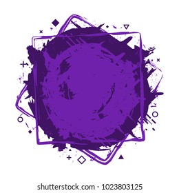 Paint splash. Vector abstract background with ink brush strokes and geometrical shapes. Grunge border. Vector colorful paint splashes. Grunge frame with space for text.