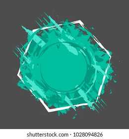 Paint splash. Vector abstract background with ink brush strokes and geometrical shapes. Grunge background. Vector colorful paint splashes. Grunge frame with space for text.