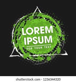 Paint splash. Vector abstract background with ink brush strokes and geometrical shapes. Grunge background. Vector colorful paint splashes. Grunge frame with space for text.
