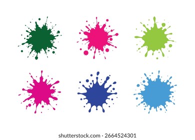Iconos de vectores de salpicaduras de pintura Salpicaduras de tinta de colores Abstractas