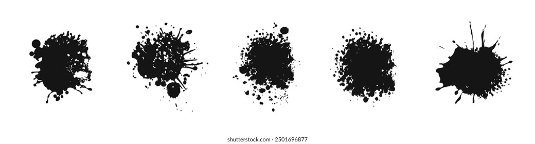 Paint splash vector set. Ink splatter silhouette collection.