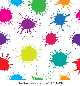 Paint Splashes Background.Colorful Splatters Seamless Pattern.