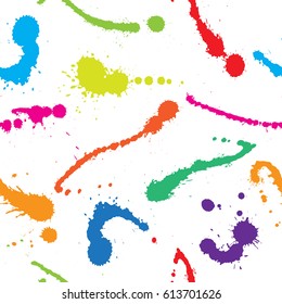 Paint Splashes Background.Colorful Splatters Seamless Pattern.