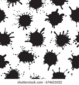 Paint splashes background.Colorful splatters seamless pattern.