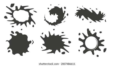 Paint splashes and blots collection. Empty text boxes, speech bubbles or quote frames. Isolated vector illustration.