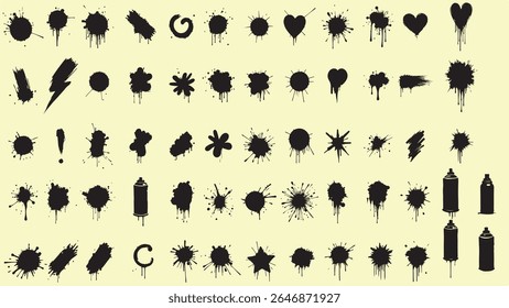 Paint splashes and graffiti splashes, vector set
