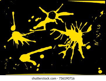 Paint splashes set. Abstract messy ink stains, drops and circles