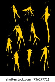 Paint splashes set. Abstract messy ink stains, drops and circles