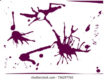 Paint splashes set. Abstract messy ink stains, drops and circles