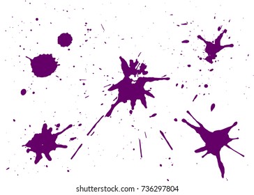 Paint splashes set. Abstract messy ink stains, drops and circles