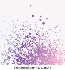 Paint splashes splatters abstract colorful vector background. Pink purple blue