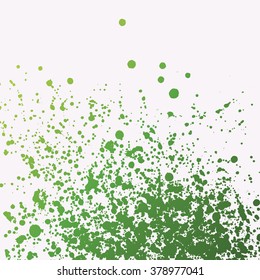 Paint splashes splatters abstract colorful vector background. Light green and dark green nature colors