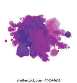 Paint splashes splatters abstract colorful vector background. Deep purple 
vinous color.