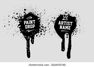 Paint splashes from spray can. Copy space for text. Street art design elements. Vector art.