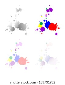 Paint Splashes/ The vector illustration of the Spilled Paint Stains
