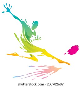 Paint splashing - Soccer player kicking the ball