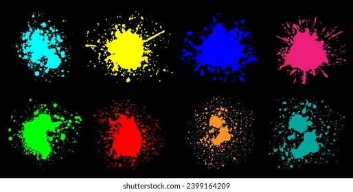 Pintar conjunto de salpicaduras.Coloridas salpicaduras de pintura se establecen .Vector.