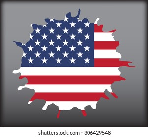 Paint splat with USA flag.American flag  for design use.Abstract vector illustration.