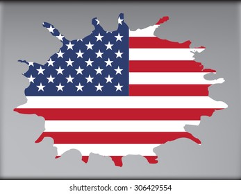 Paint splat with USA flag.American flag  for design use.Abstract vector illustration.
